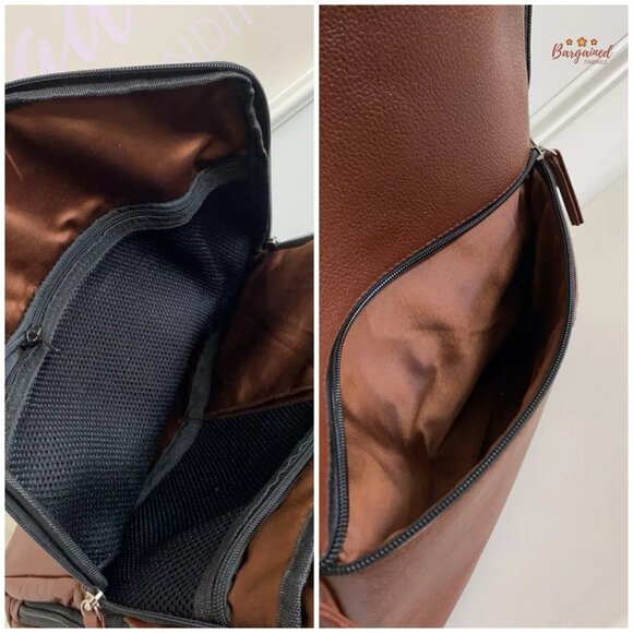 New Unbranded Genuine Chocolate Brown Pebbled Leather Large Backpack - Picture 11 of 11